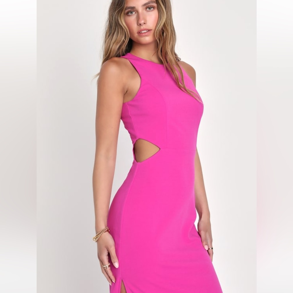 Lulus Always Entrancing Hot Pink Sleeveless Cut-Out Dress - Picture 2 of 8